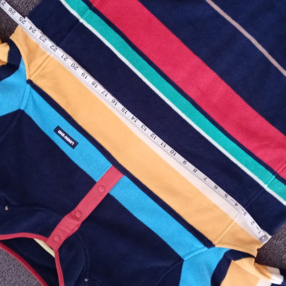 💙Land's End💙 - Multicolor Rugby Striped Quarter Button Pullover - Picture 8 of 10